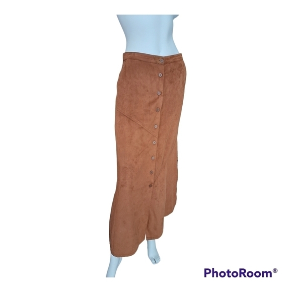 CmCat Out au naturel maxi skirt 100% suede leather tan western skirt size 9 - Picture 5 of 16